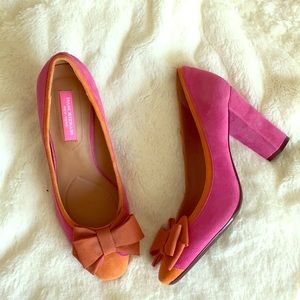 Isaac Mizarahi Pink Suede Chunky Heels